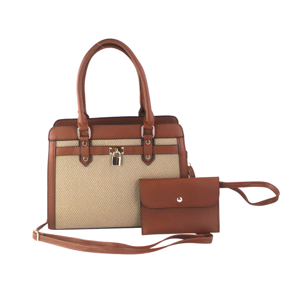 AR New York Satchel 2in1 Handbag Women Brown PU Structured Shoulder Bag NWT - Picture 1 of 16